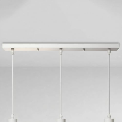 Baldachin Lampe, Baldachin für Lampe Rechteckig, Deckenbaldachin Lang,Kabelabdeckung Deckenrosette Metall Lampenabdeckung Decke Lampenschirm Deckendose (Weiß, 50cm*3-Löcher)