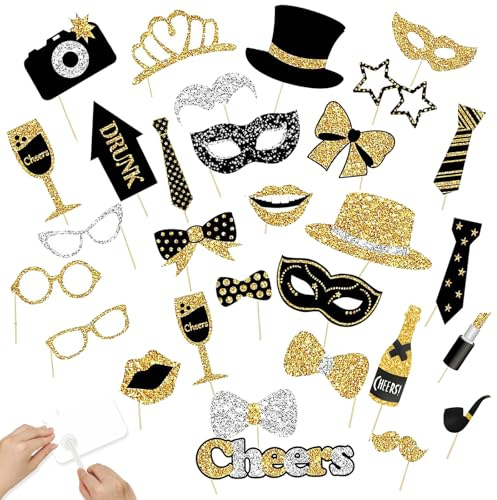 ROEOWENE 30 Piezas Accesorios Photocall Divertidos, Kit Photo Booth para