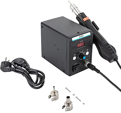 ROGONPDK SMD Hot Air Rework Station 700W Heißluft Lötstation | Solder Soldering Löten 858D Temperaturbereich 100–500 °C mit 3 Düsen, zum Schweißen oder Entschweißen