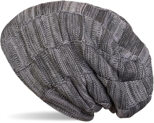 styleBREAKER Unisex Beanie Flecht Muster Fleece Futter 60cm | Thermo Inlay. elastisches Material. Bundweite 23cm. Slouch Design. winterfest. weiche Haptik. Einheitsgröße.