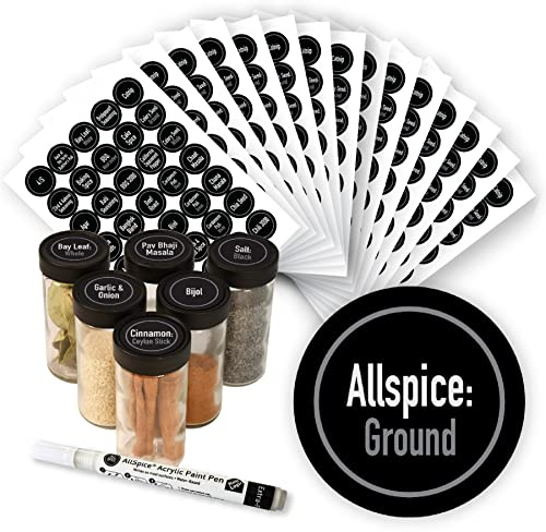 AllSpice 525 étiquettes à épices en anglais, 525 English spice labels