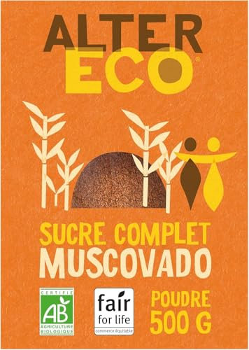 ALTER ECO - Sucre Muscovado en Poudre - Sucre Complet Bio et Équitable - Origine Philippines - 500 g
