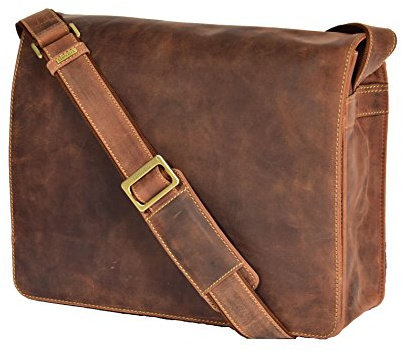 Mens Messenger Leather Bag Waxed Tan VINTAGE Laptop Office Uni Casual Record Bag - A48