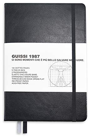 A5 Agenda Notebook Puntinato Journal Quaderno Taccuino Diario Copertina Rigida Pocket con Tasca Interna Segnalibro Chiusura a Elastico 80gsm 144Pagine