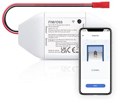 Meross Smart Garage Door Opener, Voice/Remote Control, Auto Close, with Timer, Add-On to Existing Garage Opener, Compatible with Amazon Alexa, Google Assistant, SmartThings, 2.4GHz WiFi Only