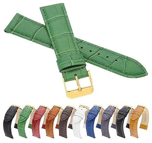 MARCHEL Croco Gold LM-180 Lederarmband 18 mm Grün Krokoprägung Uhrenarmband Krokodilmuster Uhrband Rindsleder