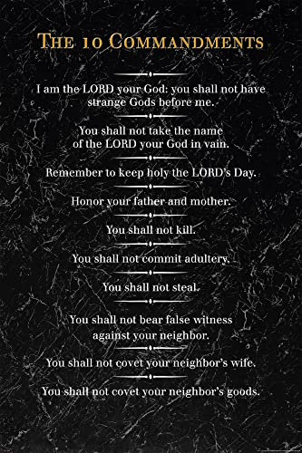 Motivational - The 10 Commandments Black - Poster Druck - Größe 61x91,5 cm + 1 Ü-Poster der Grösse 61x91,5cm