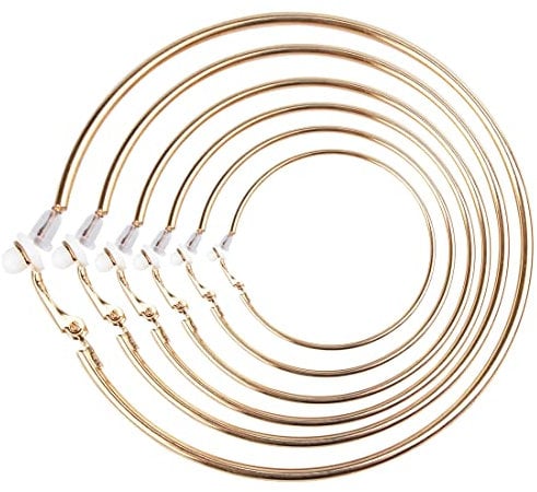 Liuxn 6 Pairs Hoop Earrings Clip On Earrings Non Piercing Earrings Set for Women and Girls, 6 Sizes (Gold)