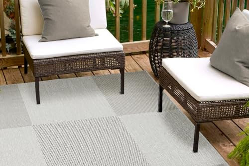 andiamo In- und Outdoor Teppich wetterfest Arizona - Balkon Teppich wasserfest Outdoor-Teppich auch nutzbar als Wohnzimmerteppich oder Küchenteppich Grau 133 x 190 cm