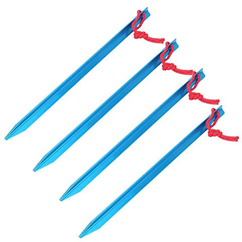 4PCS Aluminium Alloy Outdoor Lengthen Ultralight 23cm Hex Tent Stakes Pegs Camping Tent Peg Ground Nail Stakes(Blue)