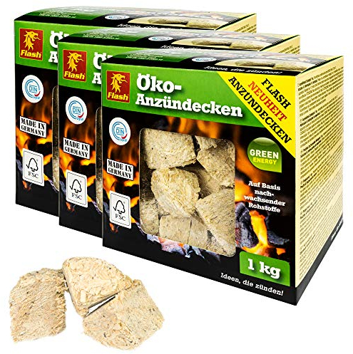 Boomex Flash Anzünder Ecken Grillanzünder Feuerbällchen Holzanzünder Öko-Zündholz Anzündecken Zündhölzer Anzündhilfe 1-24 Kg, Menge:3 kg
