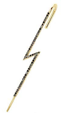 Long Lightning Bolt Ear Cuff Wrap Hook CZ Crawler Climber 925 Sterling Silver Cartilage Earrings for Women Teen Girls Fashion Personalized Punk Unique Crystal Piercing Jewelry Gifts, Metal, Cubic
