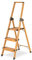 Navaris 3-Step Aluminium Ladder - Lightweight Small Folding Foldable Fold Away Household Step-Ladder for Kitchen w/Wood Finish - 150KG Load Capacity