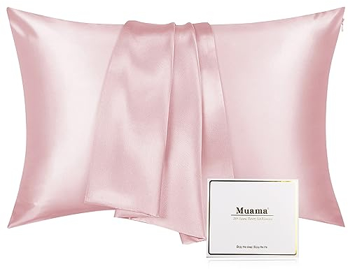 Muama Seidenkissenbezug 40x80cm für Haar und Haut mit verstecktem Reißverschluss, Kissenbezüge aus Seide Kissenbezug Kopfkissenbezug Silk Pillowcase, 1 Stück (Rosa)