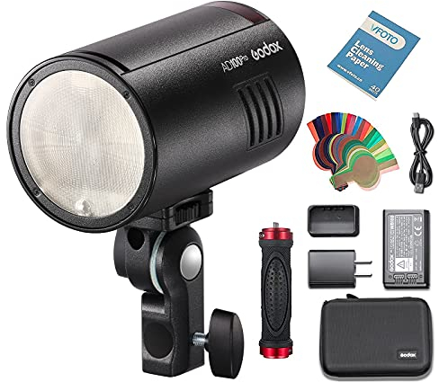 GODOX AD100 Pro Pocket Flash Strobe, 100W 2.4G Wireless HSS 2600mAh Batteria Agli Ioni di Litio 360 Flash a Piena Potenza Compatibile per Nikon Canon Sony Fujifilm Olympus Camera (AD100Pro)