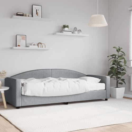 XHNIFBN Tagesbett 80x200 cm Hellgrau inkl Matratze, 2in1 Sofa Bed mit Holz Metall Rahmen, platzsparendes Gästebett für Wohn Schlafzimmer und Büro