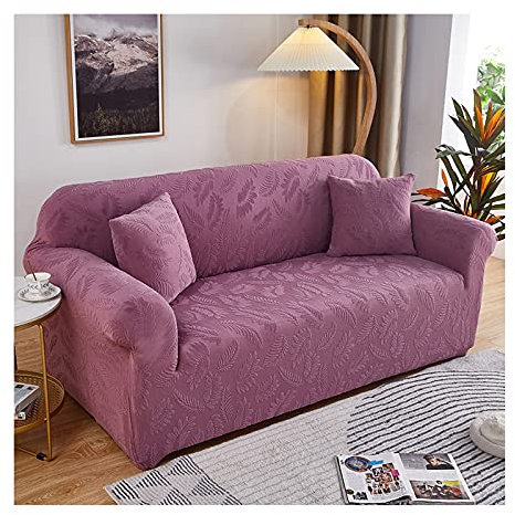 Daesar Couch Überzug Eckcouch 3 Sitzer, Sofabezug Wasserdicht Polyester Lila mit Vintage Bätter Muster Überwurf für Sofa Elastisch 190-230