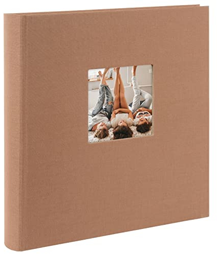 goldbuch 27 619 Bella Vista Fotoalbum mit Bildausschnitt Haselnuss, Erinnerungsalbum im Format 30 x 31 cm, Foto Album 60 schwarze Seiten mit Pergamin-Trennblättern, Fotobuch mit Leineneinband, Braun
