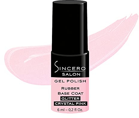Sincero Salon - Rubber Base Gel Glitter Crystal Pink - Nagelhärter - UV Nagellack - Nagellack für Nagelschutz - Gel Nail Polish für beschädigte Nägel - UV Lack für Maniküre