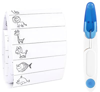 200 Stück Stoffetiketten mit 1 U-förmiger Schere mit Deckel, Bügeletiketten, Namensschilder mit Handschrift, individuelle Kennzeichnung Etiketten Kleidung für Zuhause, Kindergarten