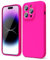 oakxco für iPhone 14 Pro Hülle Silikon Case mit Kameraschutz, Ultra Dünn Bunt Handyhülle Mädchen, Einfarbig Handy Hülle Slim Schutzhülle, Matt TPU Weich Gummi Glatt Silikonhülle Bumper, Neon Pink