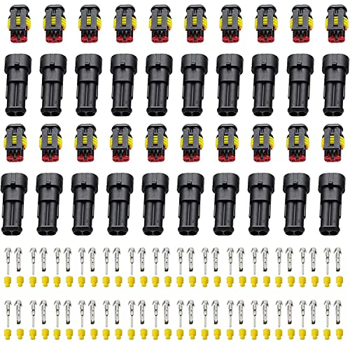 RUNCCI-YUN 20 Kit 12V-24V Auto Wasserdichter elektrischer Steckverbinder,2 pin schnellverbinder Kabel steckverbinder Auto Elektrischer Anschluss Stecker,für LKW Kayak Boote Roller Motorrad