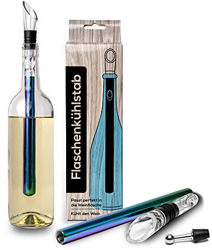 Uniqueed - Weinkühler Weinkühlstab für Weinliebhaber Premium Qualität • bis 4 Stunden kalt • verschiedene Farben • Geschenkidee • Wein Geschenk • Weinkühlstab mit Ausgießer (Galaxy)