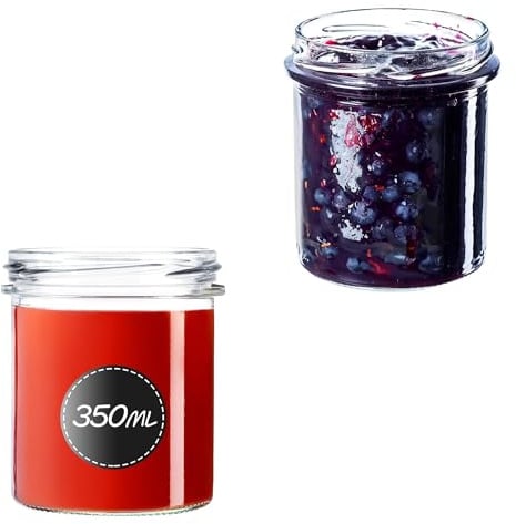 KADAX 50er Set Marmeladengläser 350ml TO82, Einmachgläser Vorratsgläser Mason Jar mit Schraubdeckel, Luftdichte Schraubgläser, Honig & Konfitüre
