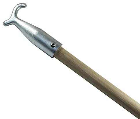 SN-TEC Stockhaken/Ziehhaken mit Buchenstab 1 Meter für Bodentreppen und Oberlichter, Aluminium, unlackiert Silber (Stockhaken unlackiert Silber incl. Stiel)