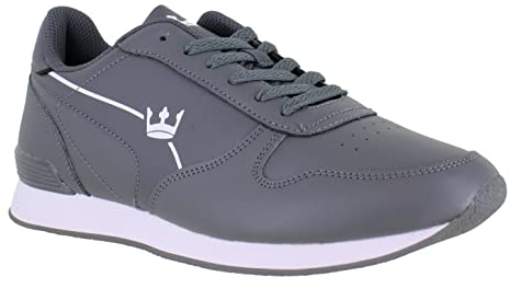 Crown King Mens/Womens Leather Lace Up/Touch Fasten Crown Green Bowling Sports Shoes Trainers Grey Leather Lace UK7