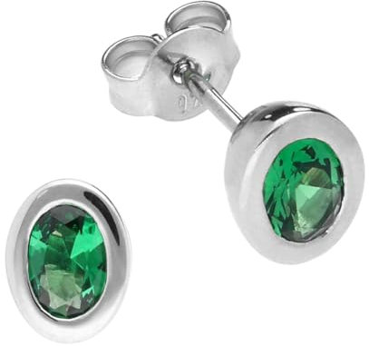 trendor Damen-Ohrringe Silber Ohrstecker Grün Ohrschmuck aus echtem Sterlingsilber, elegante Geschenkidee für Frauen, 15134