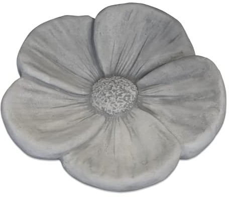 gartendekoparadies.de Trinkschale in Form Einer Blume, H. 12 cm, 16 kg, Grau, frostsicher aus Steinguss für Außenbereich