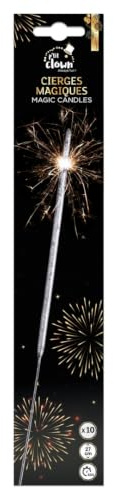P'tit Clown Cierge Magique-Lot de 10-F1-28 cm Kerze, grau, 28 cm, 10