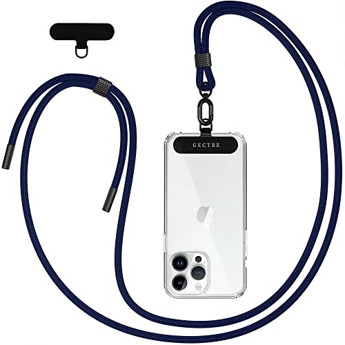 Gectre Handykette Universal, Geeignet für alle Smartphones, mit 2 Stück Universelles Patch, Handyband passend für alle Standard Handyhülle (Navy Blau)