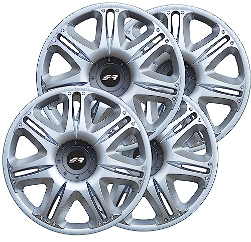 Simoni Racing NAS/15 Set 4 Radkappen Radzierblenden Nascar 15 Zoll Universal Grau Silber