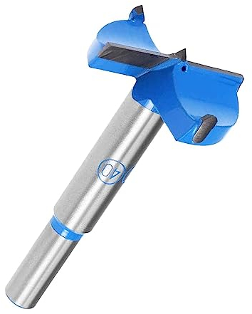 TOP-VIGOR 40mm Forstner Drill Bit, Tungsten Carbide Wood Auger Drill Bit Hole Saw Opener for Woodworking Hinge Hole Drilling Boring Bit Cutter Blue