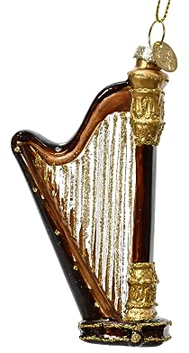 Kaemingk Christbaumschmuck Glas 9cm Harfe Instrument Weihnachtskugeln - Gold