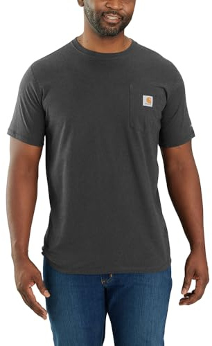 Carhartt Force Herren-T-Shirt, lockere Passform, mittelschwer, kurzärmelig, mit Tasche, Anthrazit meliert, Größe L