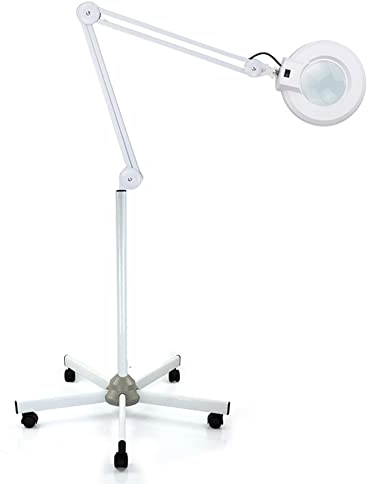 kangten LED Lupenleuchte Lupenlampe 8X Kosmetikleuchte LED Lupe Lampe Licht mit Standfuß Dimmbar mit Schwenkarm für Werkbänken 24W