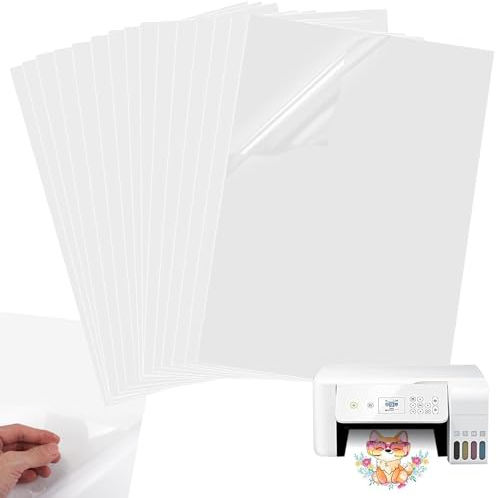 20 Blatt Vinyl Lzum Kleben Aufkleber Papier A4, Bedruckbare Klebefolie Transparent, Printable Vinyl Sticker Paper,100% Klar Selbstklebend Aufkleber zum Bedrucken,für Tintenstrahldrucker & Laserdrucker
