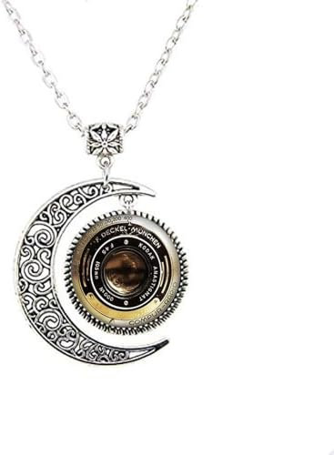 ZHSHQIN Collana vintage con fotocamera e luna, gioielli con lente fotografica, gioielli con fotocamera antica, gioielli con ciondolo in vetro, Zinco