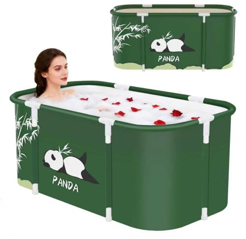 Tragbare faltbare Badewanne, faltbare Einweichbadewanne für Erwachsene, freistehende Badewannen, heiße Badewanne, Eisbad, Familienbadezimmer, Spa, 120 x 50 x 55 cm (Panda)