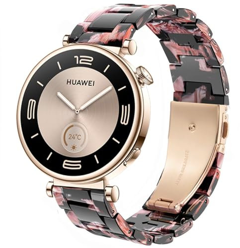 DEALELE Strap Compatible with Huawei Watch GT4 41mm / Garmin Venu 3S / 2S / Forerunner 265S / 255S / Fossil Women's Gen 6, 18mm Colorful Resin Replacement Bands for Women Men, Black rose