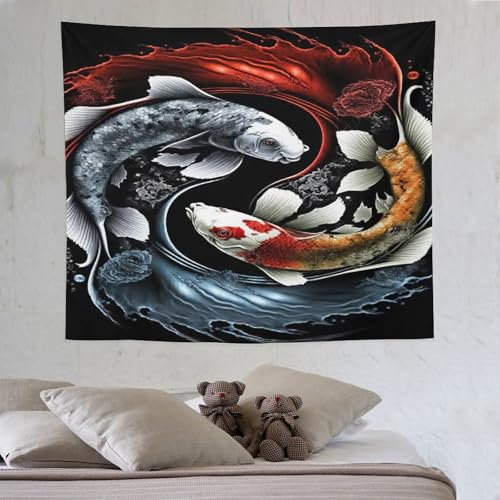 PAZZK Fisch Wandteppich Wandtuch Wandbehang Tapestry Wanddekoration Wandkunst Tapisserie Wandtücher 130×150cm