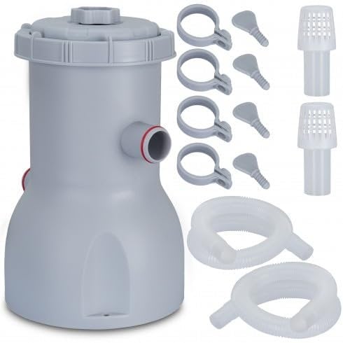 COIL Bomba de piscina, sistema de filtración – 3028 l/h, para piscinas de hasta 17400 l, filtro de cartucho y bolas de filtración, eficiencia energética 60 W, instalación fácil, bomba de piscina