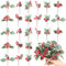 Larber 36 Stück Weihnachtsbeeren Kleine Künstliche Tannenzweige mit Roten Beeren Tannenzapfen Weihnachts Picks Mistelzweig für Bastelgeschenkpicke Winter Blumenpicks Baumkränze Kranz Weihnachts Deko