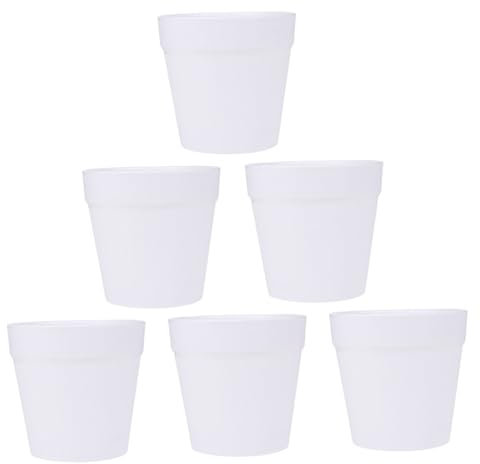 BCOATH 6 Pièces Peinture Pot De Fleurs Mini Pot De Fleurs Décorez Votre Pot De Succulentes Pot De Fleurs Prêt à Décorer Pot De Fleurs D'extérieur Décor Jardinières Blanche Plastique