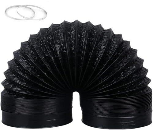 Tubo Flessibile Per Aria Di Scarico, Tubo Di Ventilazione, Tubo Flessibile in Alluminio PVC, Isolamento Termico Acustico, Per Ventilatore Di Scarico Bagno Cucina Estrattore (ø 120mm/2m,black)