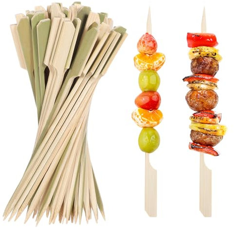 100 pinchos de bambú verde para aperitivos, palillos de madera de palillos de dientes de cóctel para aperitivos, bebidas, kababab de frutas, barbacoa (6 pulgadas)