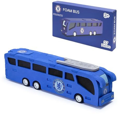 Chelsea FC Offiziell lizenziertes 3D-Schaumstoff-Bus-Puzzle – 37-teiliges Modell-Coach für Kinder, perfekt für Kinder ab 3 Jahren und Fußball-Fans